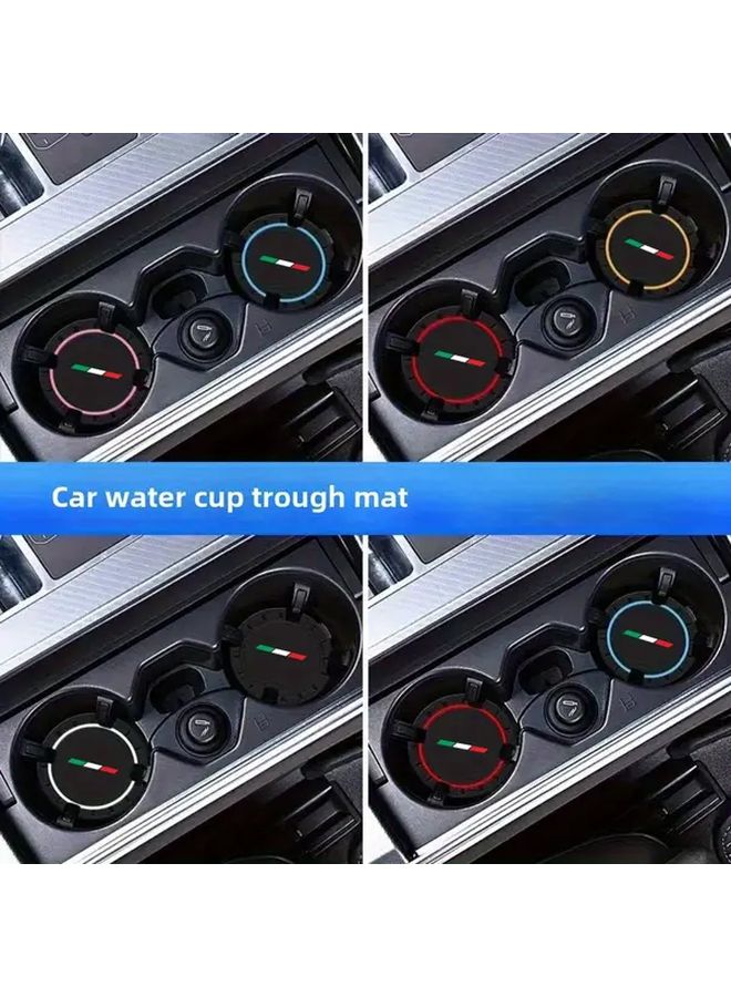 2pcs Pink Car Cup Mats Front Rear Seat Easy Clean Durable PVC Sports Logo - Image 2